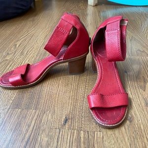 Red Frye sandal heels